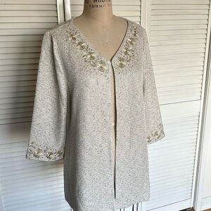 St. John Embroidered Floral Shawl Size 14